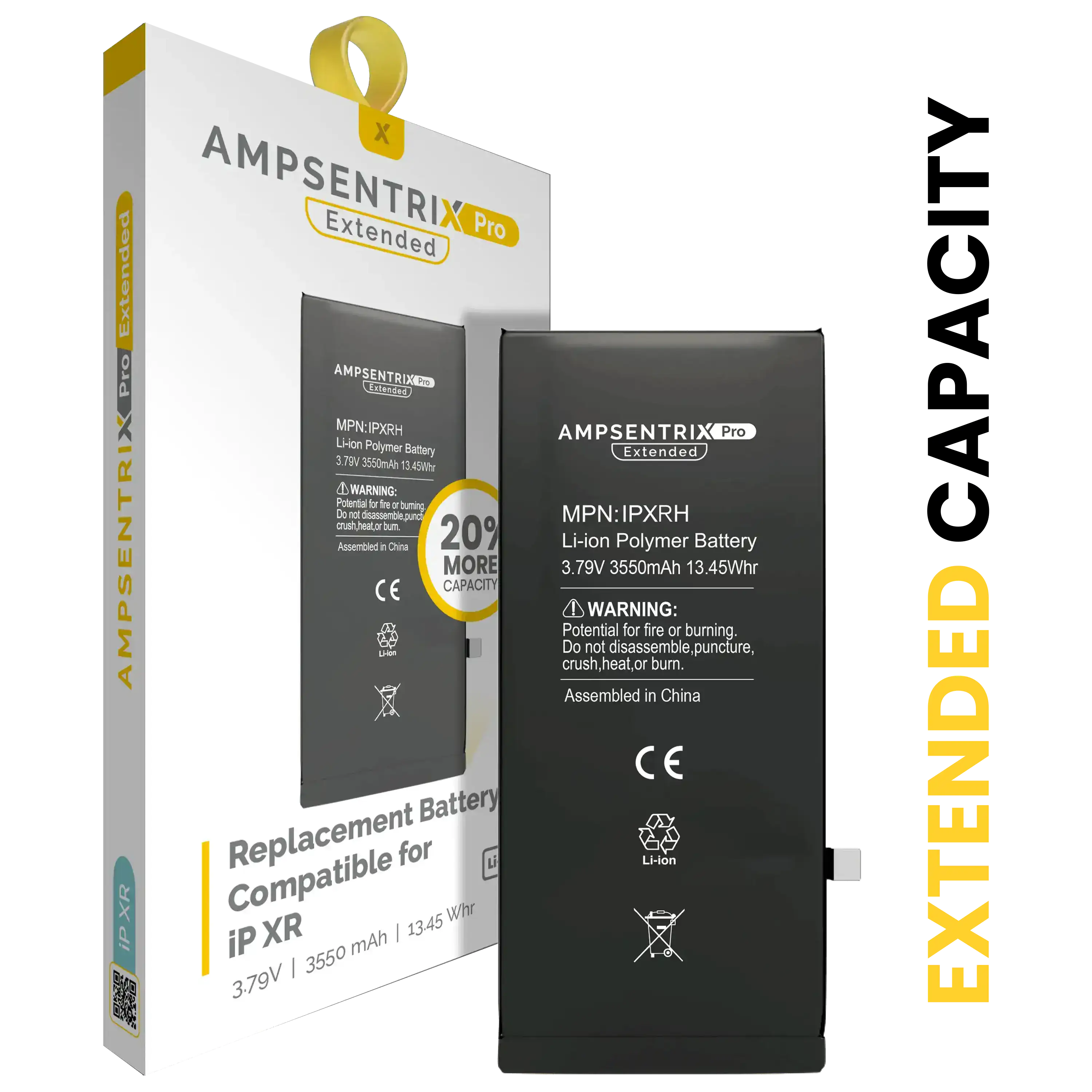 Replacement Battery For iPhone XR (AmpSentrix Pro Extended)