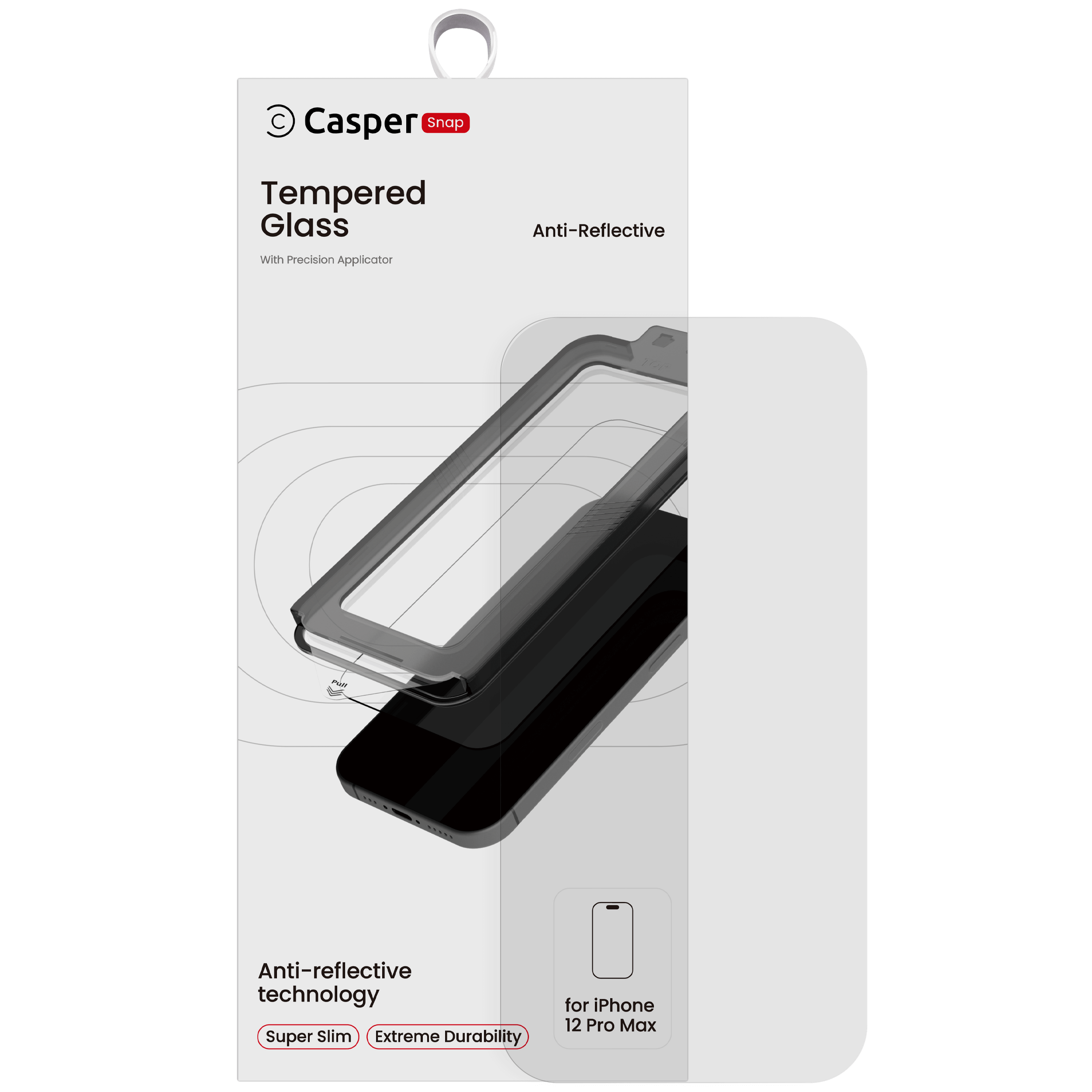 Casper Snap Tempered Glass Compatible For iPhone 12 Pro Max (Retail Pack) (AR Clear)