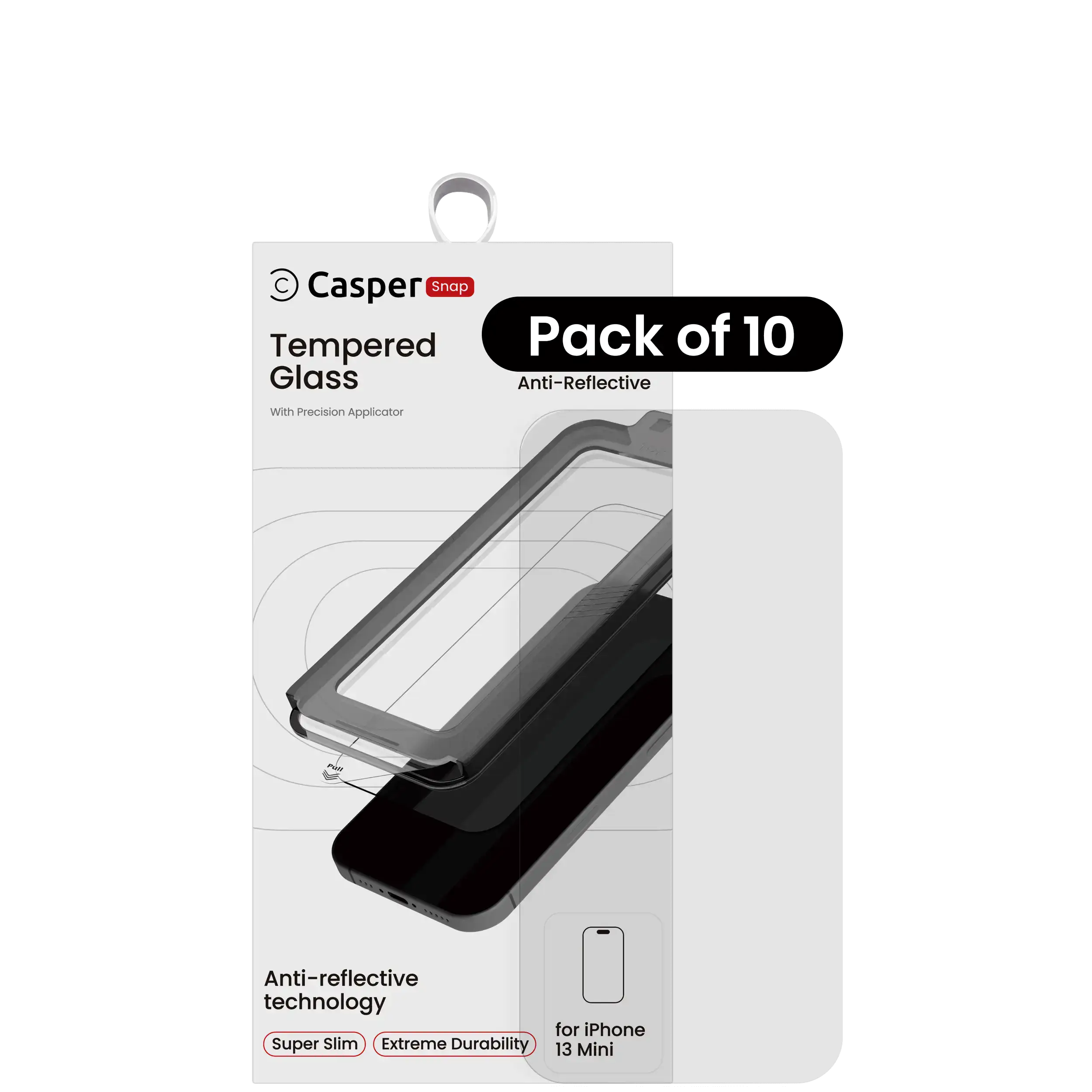 Casper Snap Tempered Glass Compatible For iPhone 13 Mini (10 Pack) (AR Clear)