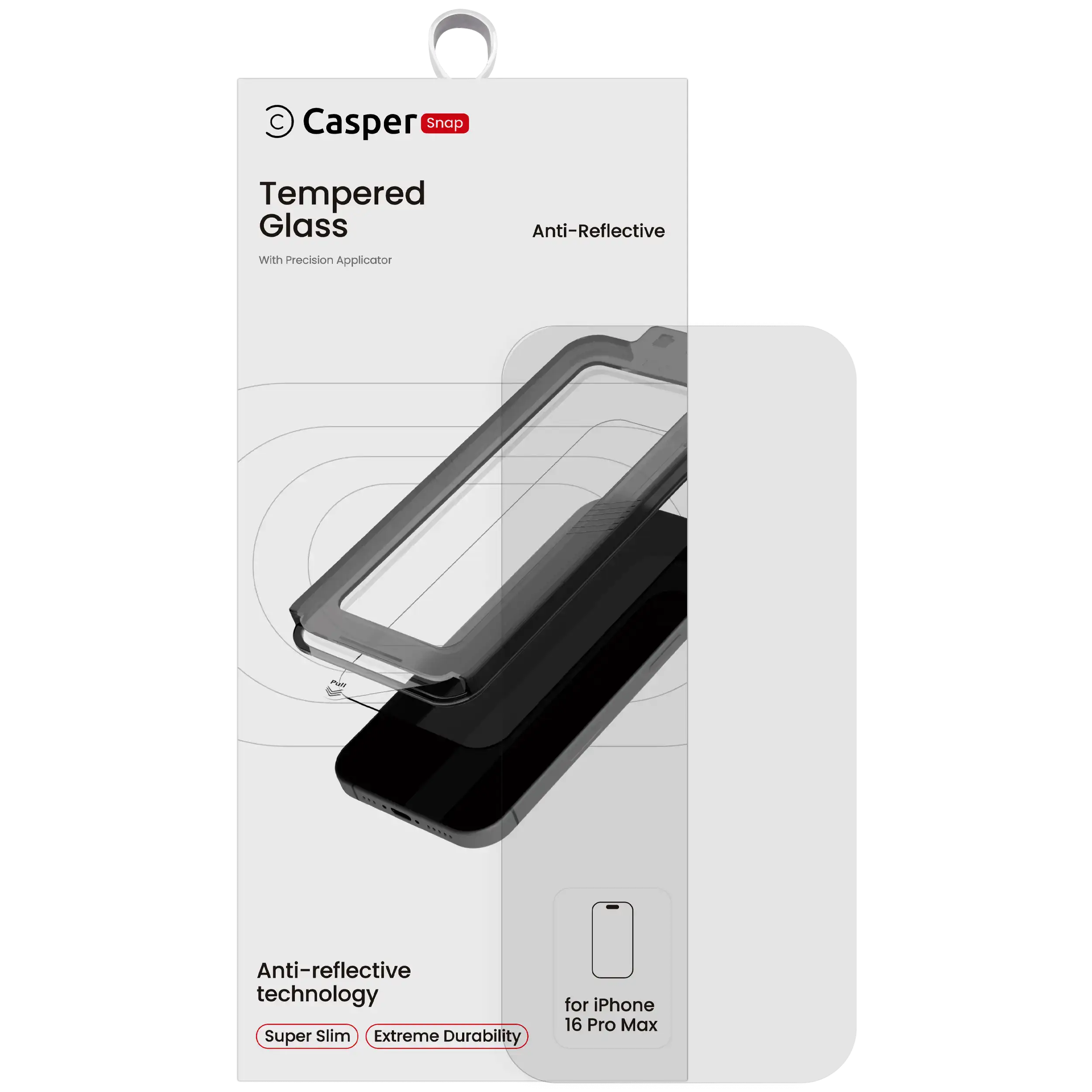 Casper Snap Tempered Glass Compatible For iPhone 16 Pro Max (AR Clear)