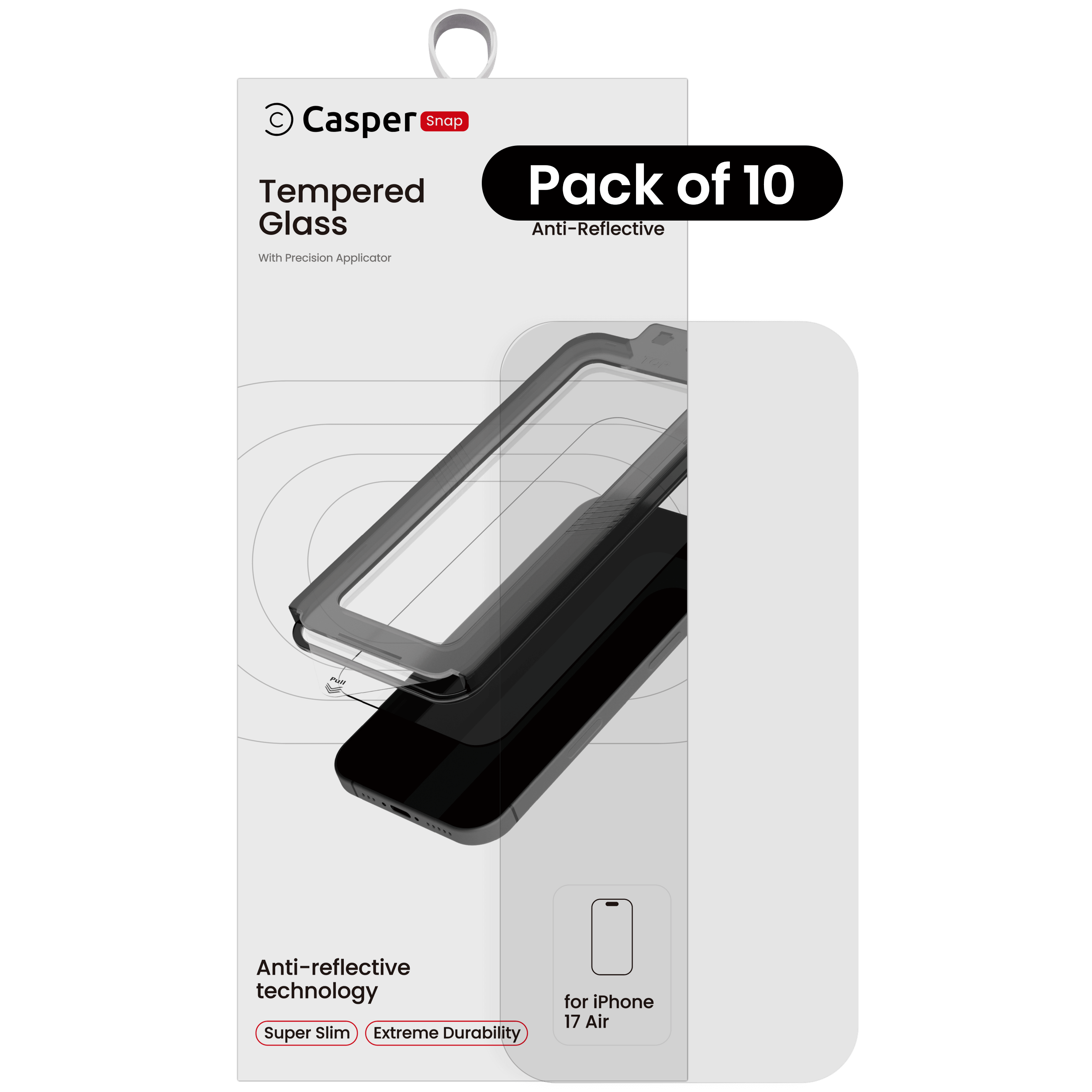Casper Snap Tempered Glass Compatible For iPhone Air (10 Pack) (AR Clear)