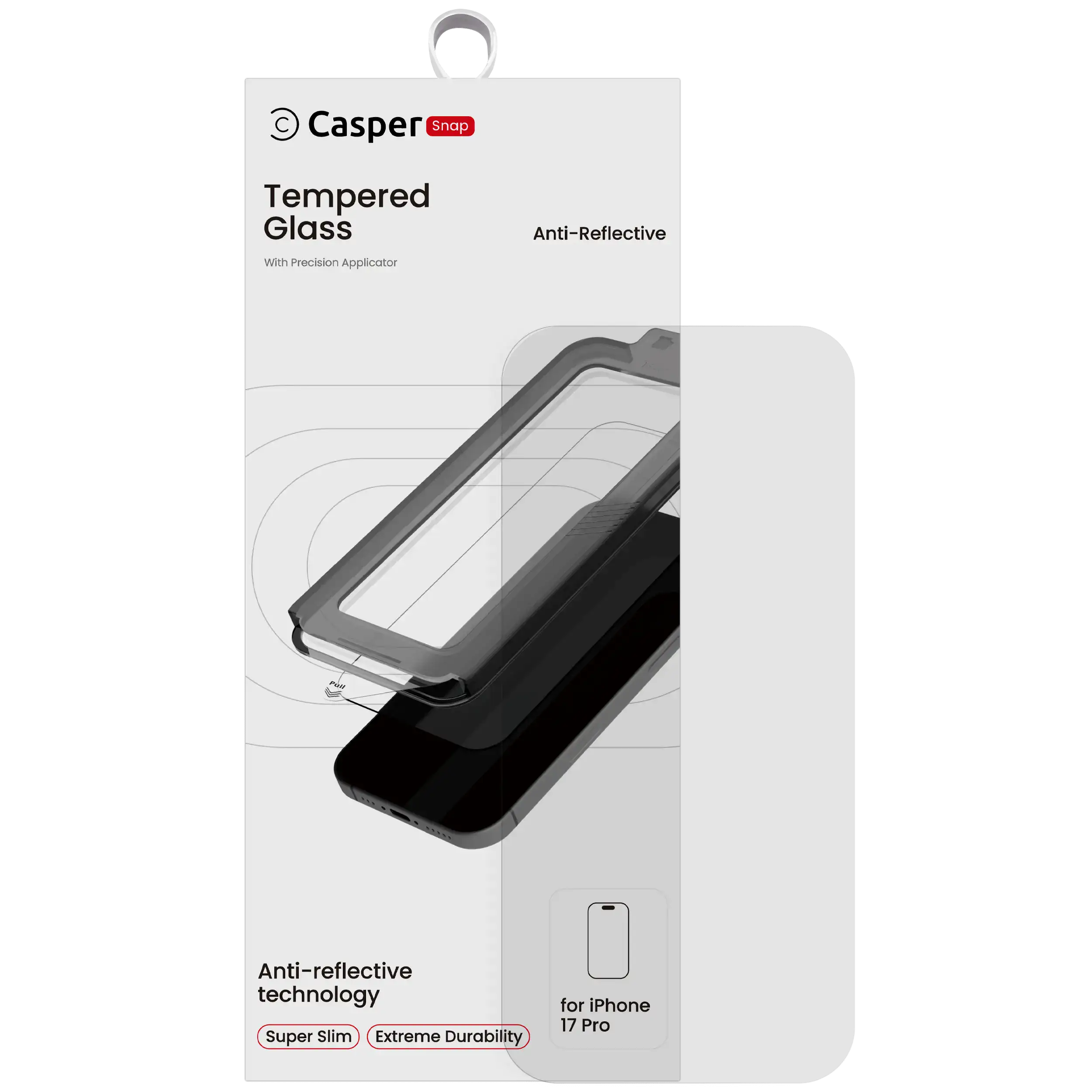 Casper Snap Tempered Glass For iPhone 17 Pro (Retail Pack) (AR Clear)
