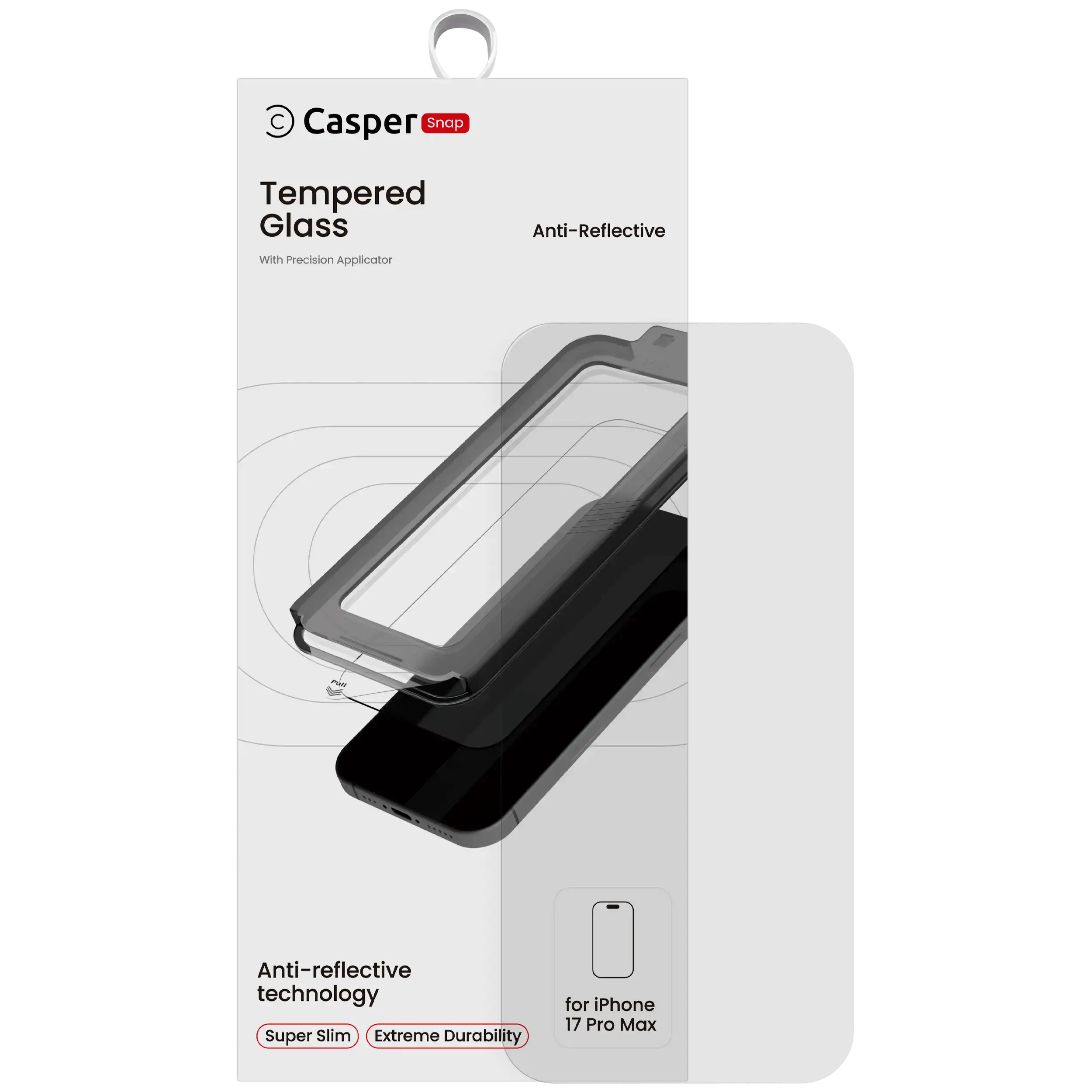 Casper Snap Tempered Glass Compatible For iPhone 17 Pro Max (Retail Pack) (AR Clear)