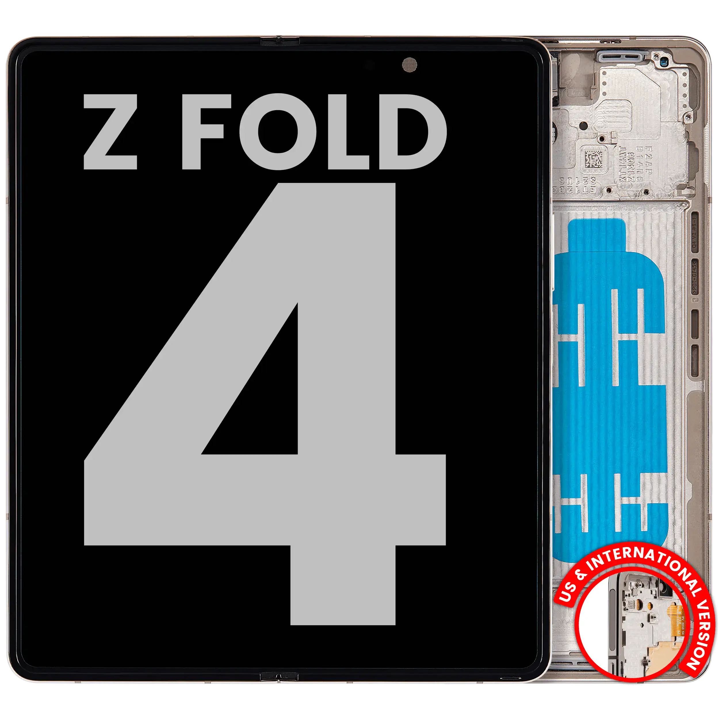 Inner OLED Assembly With Frame For Samsung Galaxy Z Fold 4 5G (US & International) (Used OEM Pull: Grade A) (Beige)