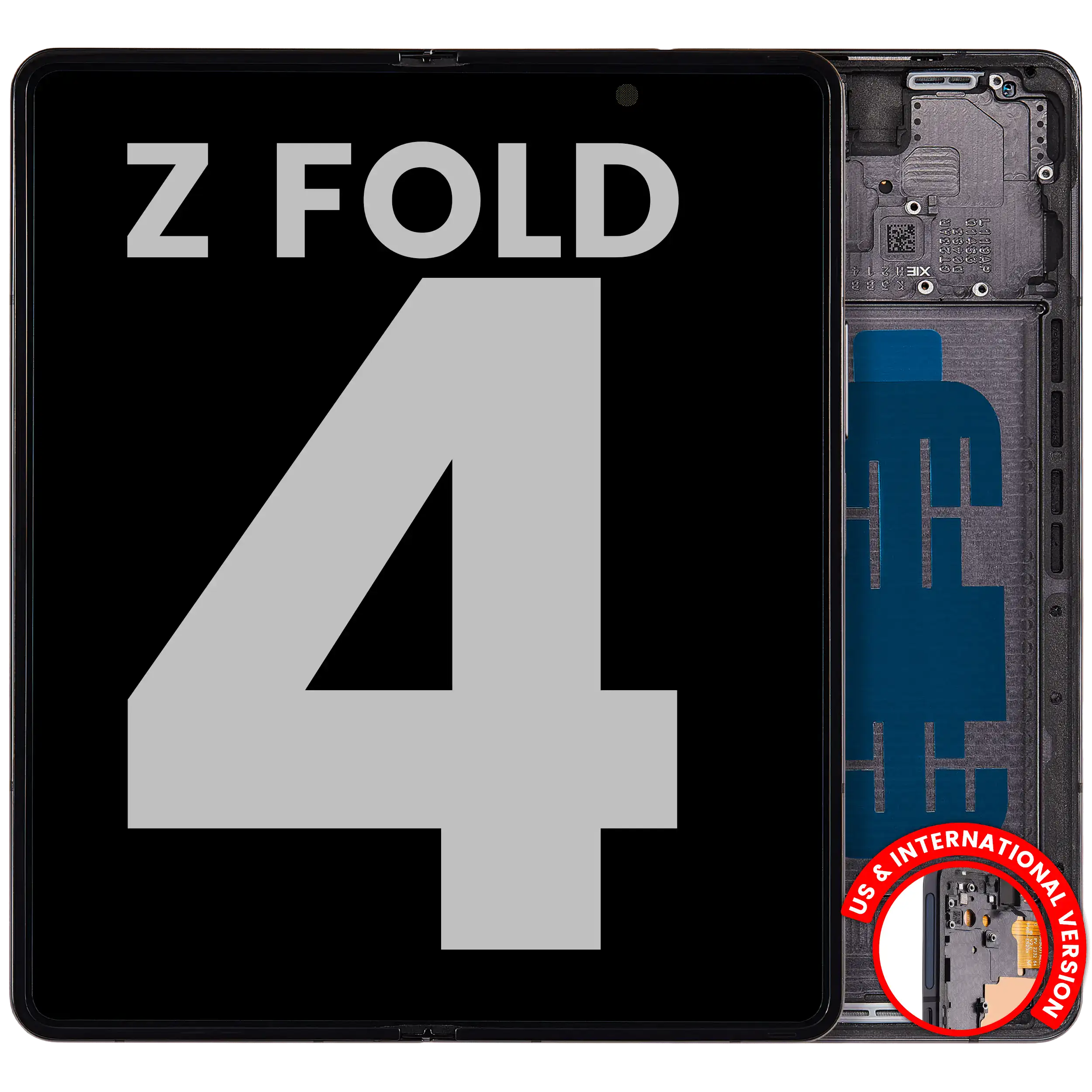 Inner OLED Assembly With Frame For Samsung Galaxy Z Fold 4 5G (US & International) (Used OEM Pull: Grade B/C) (Phantom Black)