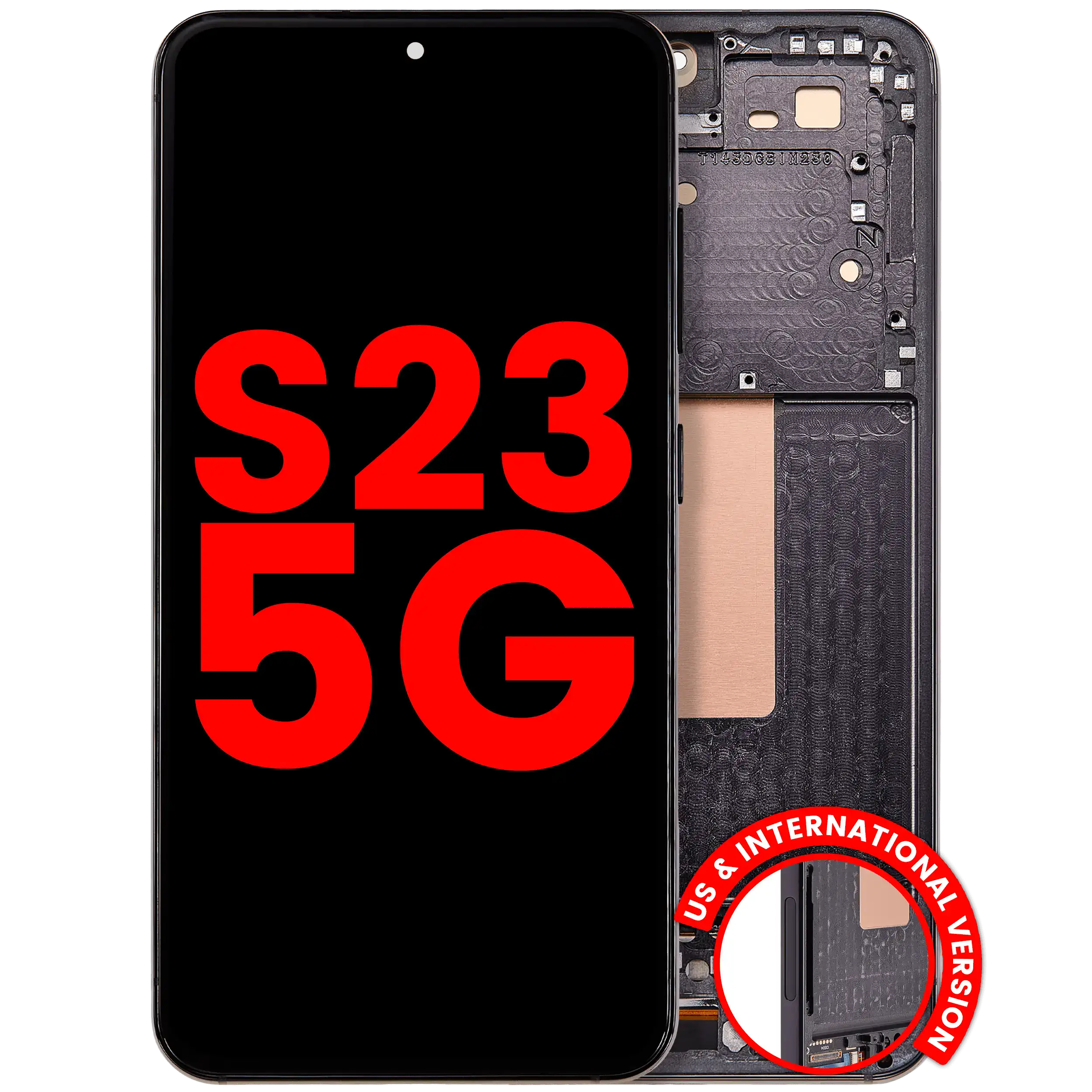 OLED Assembly With Frame For Samsung Galaxy S23 5G (US & International) (Aftermarket Plus) (Phantom Black)