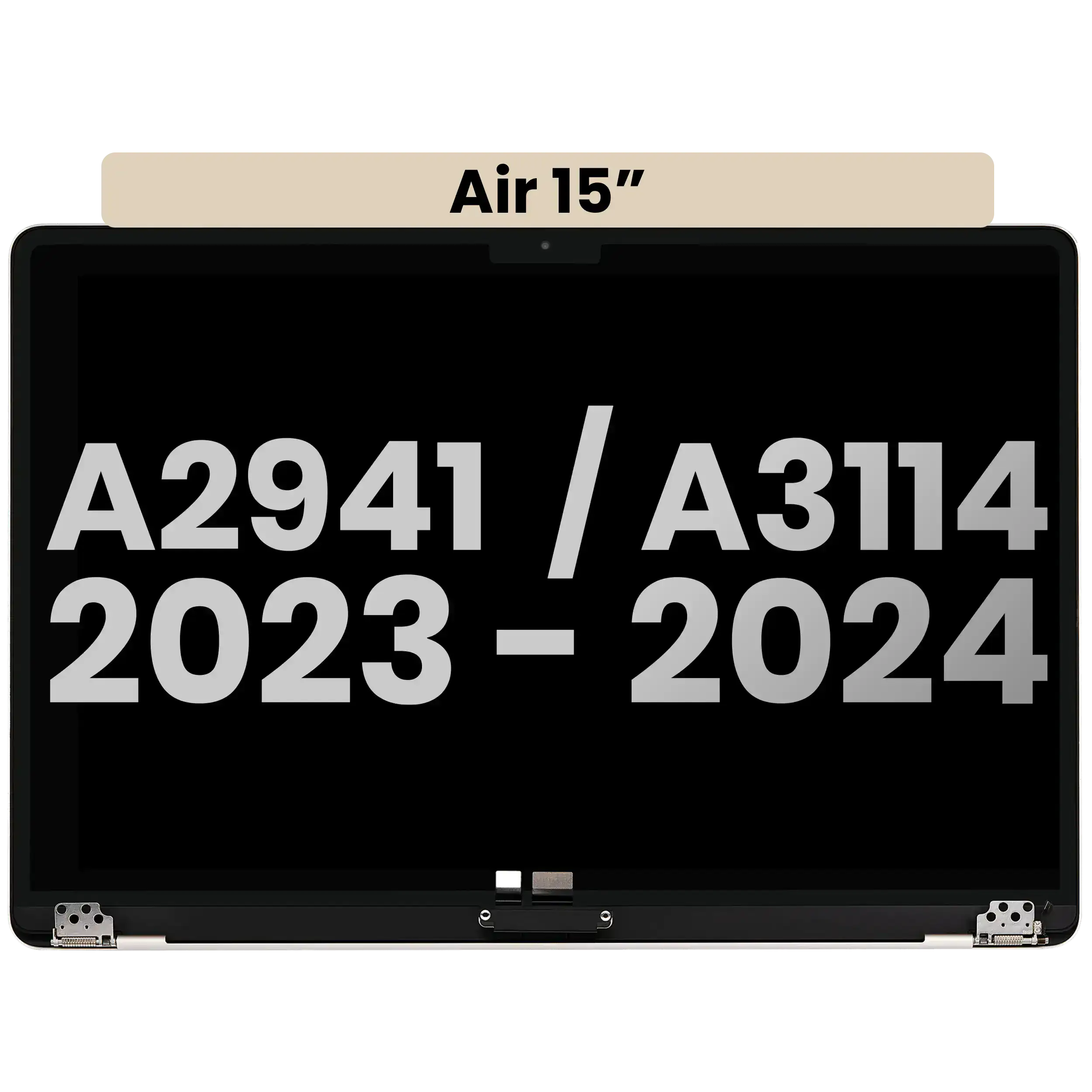 Complete LCD Display Assembly For MacBook Air 15" (A2941 / Mid 2023) / Air 15" (A3114 / Mid 2024) (Used OEM Pull: Grade A) (Starlight)