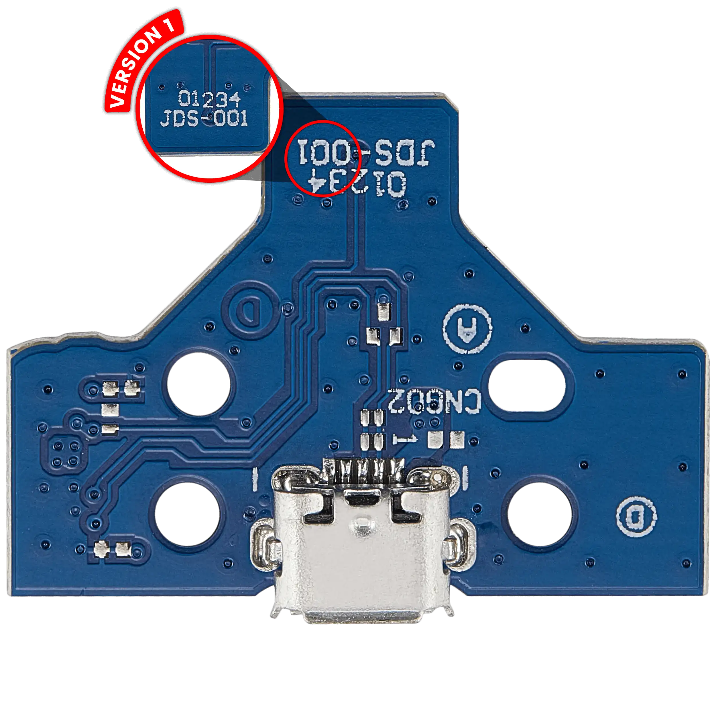 USB Charging Port Board With 14-Pin Flex Cable for PlayStation 4 Controllers (Version 1: JDS-001)