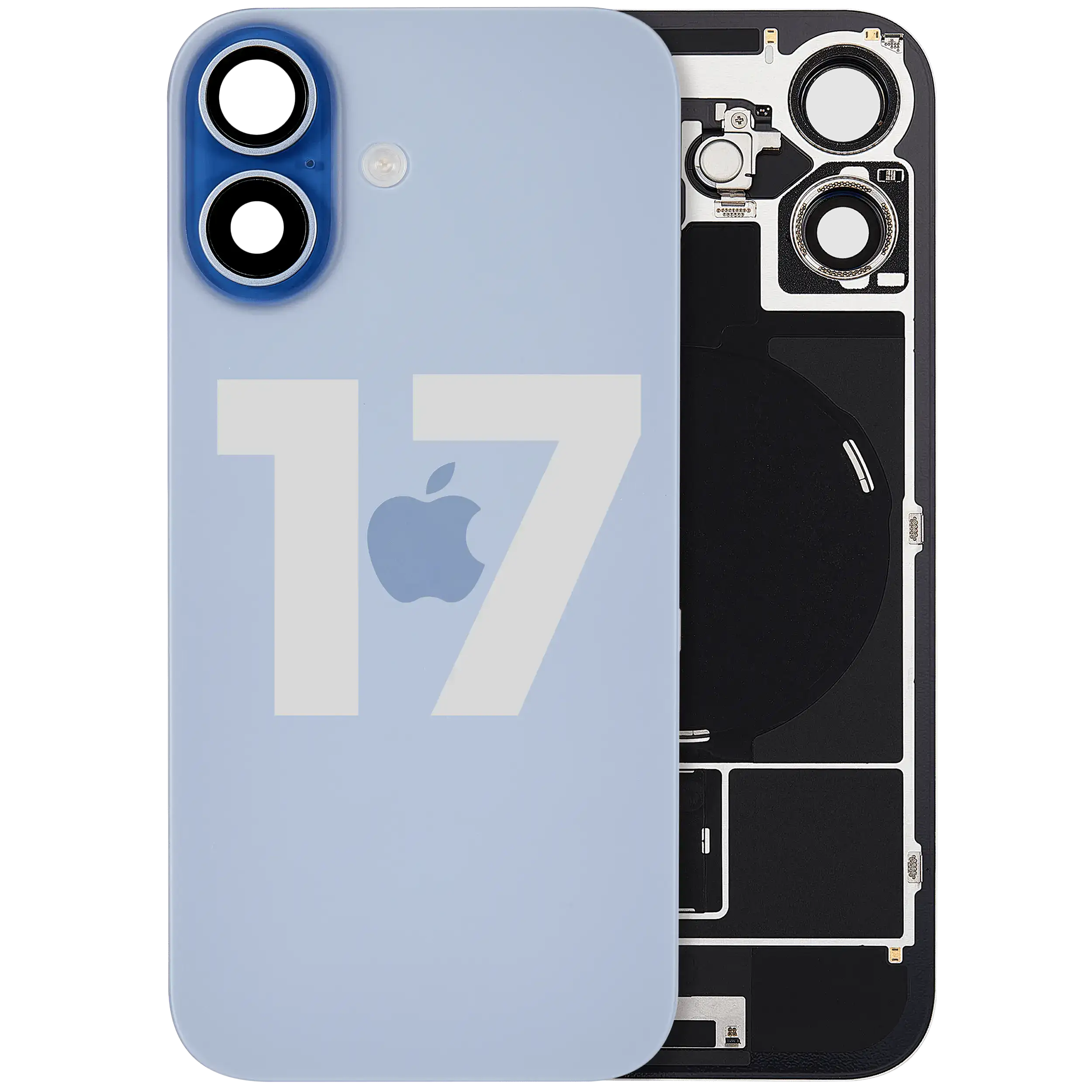 Back Glass w/ MagSafe Magnet & NFC & Flashlight Flex For iPhone 17 (Used OEM Pull: Grade A) (Mist Blue)