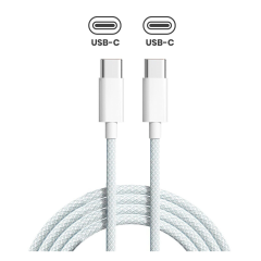 USB-C to C Braided Cable For iPhone / iPad (1 m / 3 ft) (OEM Grade New) (Bulk Packaging) (10 Pack)