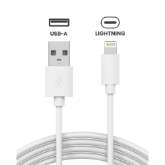 USB-A to Lightning Cable For iPhone / iPad (1 m / 3 ft) (OEM Grade A/B) (Bulk Packaging) (10 Pack)