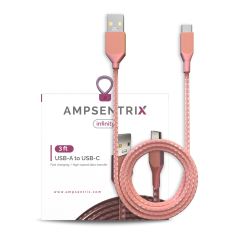 USB Type C To USB Type A Cable (1 m / 3 ft) (AmpSentrix Infinity) (Pink)