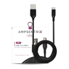 USB Type C To USB Type A Cable (1 m / 3 ft) (AmpSentrix Infinity) (Black)
