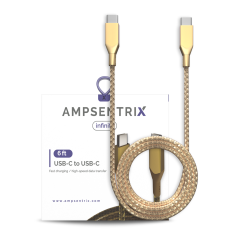6 ft USB Type C To USB Type C Cable (AmpSentrix) (Infinity) (Gold)