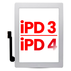 Digitizer For iPad 3 / iPad 4 (Home Button Pre-Installed For iPad 4) (Aftermarket Plus) (White)