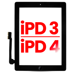 Digitizer For iPad 3 / iPad 4 (Home Button Pre-Installed For iPad 4) (Aftermarket Plus) (Black)