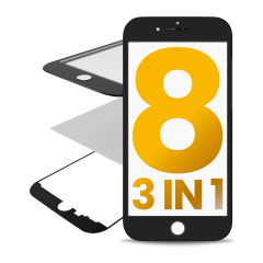 3 in 1 (Glass With OCA Pre-Installed + Frame)  For iPhone 8  (OCA Master) (2 Pack) (Black)