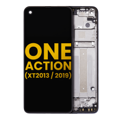 LCD Assembly With Frame For Motorola One Action (XT2013-1 / XT2013-2 / XT2013-4 / 2019) (Refurbished) (Denim Blue)