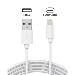 USB-A to Lightning Cable For iPhone / iPad (1 m / 3 ft) (OEM Pull Grade: New) (50 Pack)