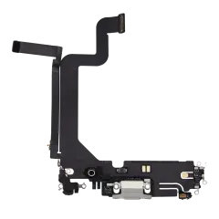 Charging Port Flex Cable Compatible For iPhone 14 Pro Max (Used OEM Pull) (Silver)