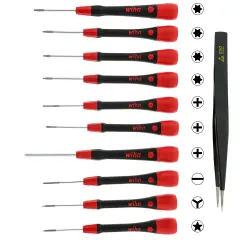11 Piece PicoFinish Precision Screwdriver and Tweezers Smartphone Technician Set (26198) (Wiha)