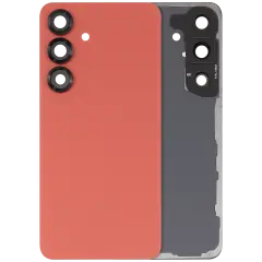 Back Cover Glass With Camera Lens For Samsung Galaxy S25 5G (No Logo) (Aftermarket Plus) (Coral Red)