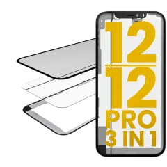 3 in 1  (Glass With OCA Pre-Installed + Frame) For iPhone 12 / 12 Pro (OCA Master)