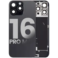 Back Glass w/ MagSafe Magnet & NFC & Flashlight Flex For iPhone 16 Pro Max (Used OEM Pull: Grade C) (Black Titanium)