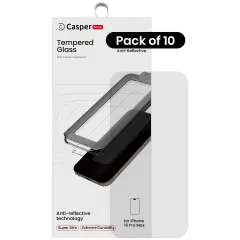 Casper Snap Tempered Glass Compatible For iPhone 16 Pro Max (10 Pack) (AR Clear)