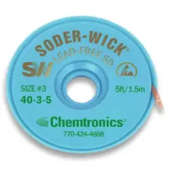 Soder-Wick Lead-Free Desoldering Braid 2.0mm Green (40-3-5) For PCB Rework & Electronics Repair (Chemtronics)