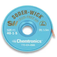 Soder-Wick Lead-Free Desoldering Braid 0.8mm (40-1-5) For PCB Rework & Electronics Repair (Chemtronics)