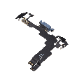 Charging Port Flex Cable Compatible For iPhone 14 (Used OEM Pull) (Blue)