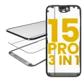 3 in 1  (Glass With OCA Pre-Installed + Frame) Compatible For iPhone 15 Pro (OCA Master)